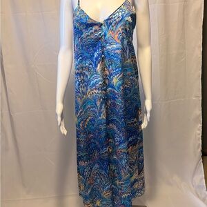 Blue Marble Print Slip Dress